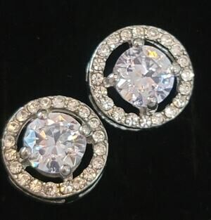 Crystal Earrings Ringed in Crystals Post Back NEW